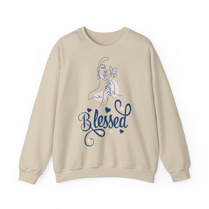 Silhouette de femme - Bienheureuse | Sweat-shirt unisexe à col rond en mélange lourd