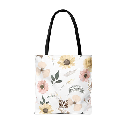 Floral Psalm Tote Bag — French Scripture 'Dieu est au milieu d'elle'