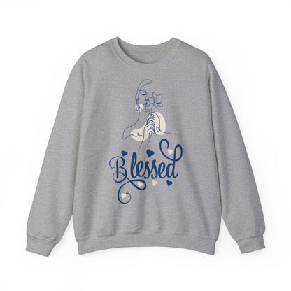 Silhouette de femme - Bienheureuse | Sweat-shirt unisexe à col rond en mélange lourd