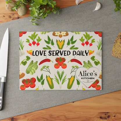 Personalized Mother's Day Glass Cutting Board | Love Served Daily