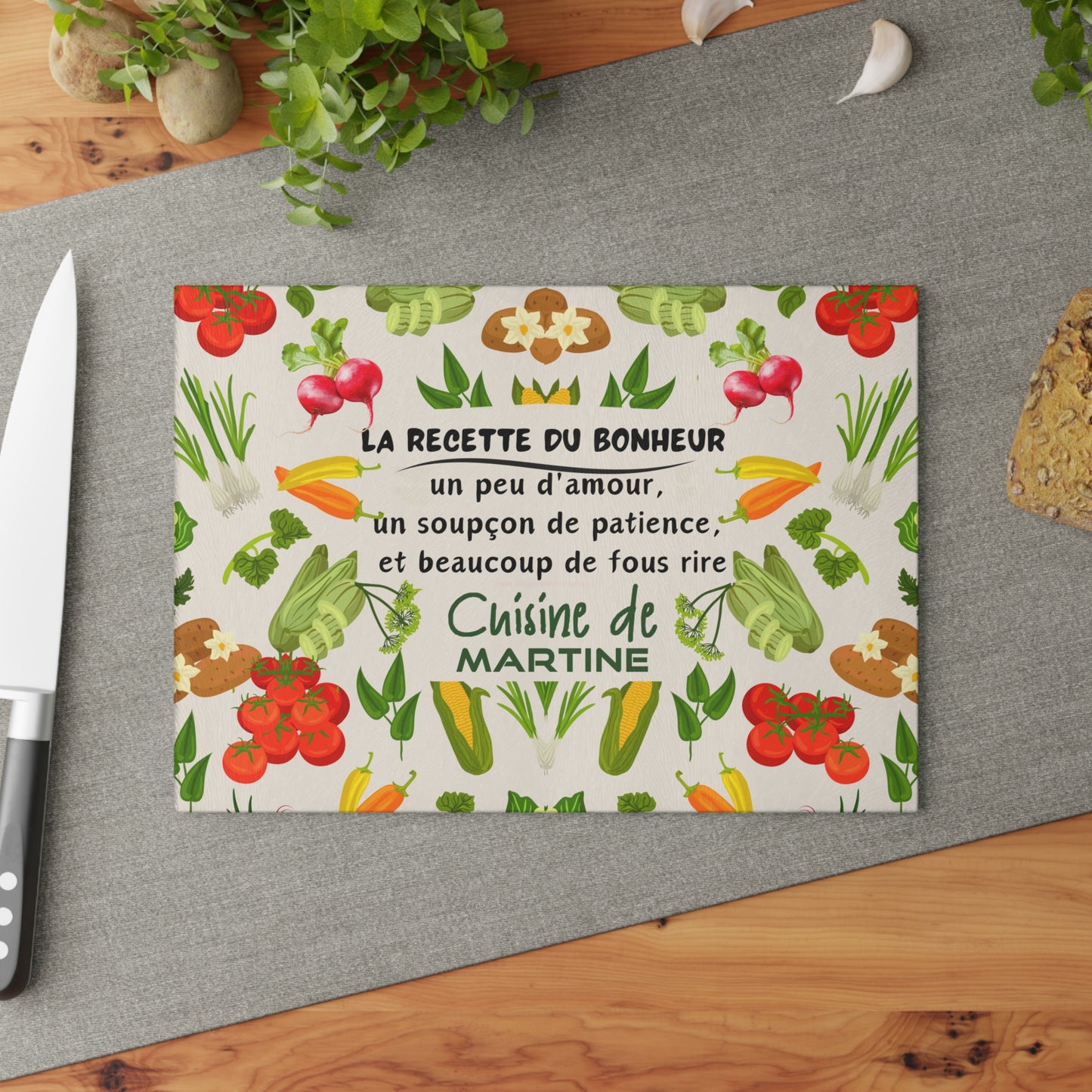 Personalized Glass Cutting Board - French Funny Quote