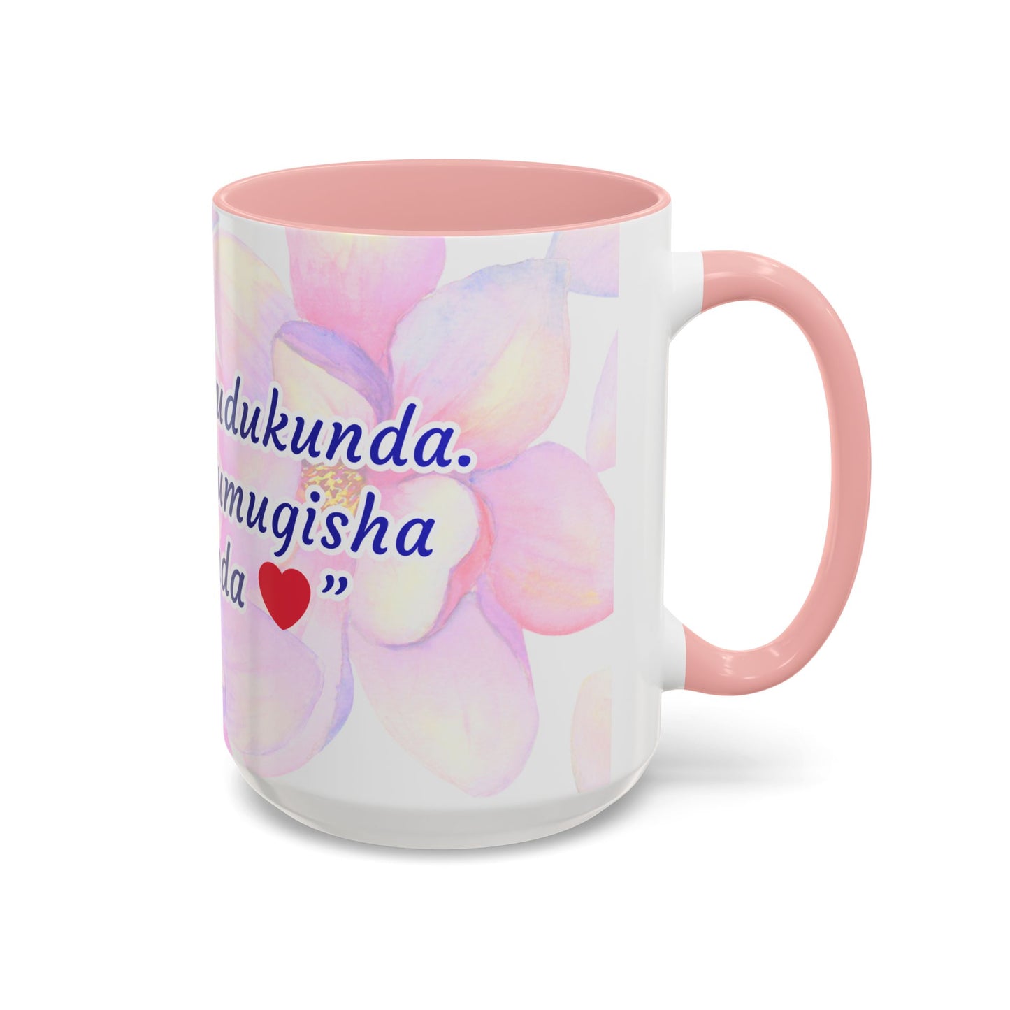 Accent Coffee Mug — Inspirational Kinyarwanda Love Quote on Floral Background (11/15 oz)