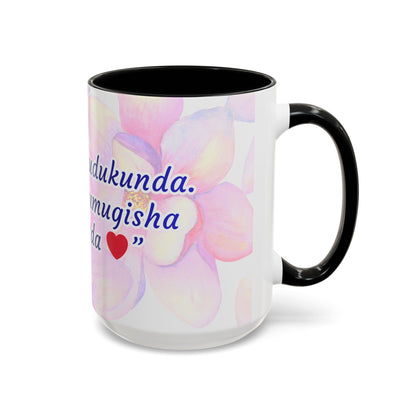 Accent Coffee Mug — Inspirational Kinyarwanda Love Quote on Floral Background (11/15 oz)