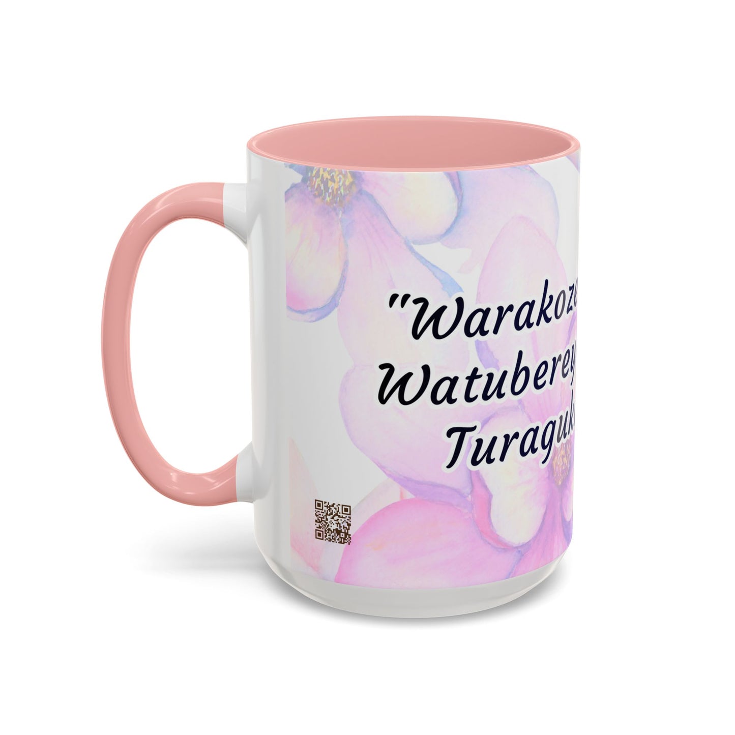 Accent Coffee Mug — Inspirational Kinyarwanda Love Quote on Floral Background (11/15 oz)