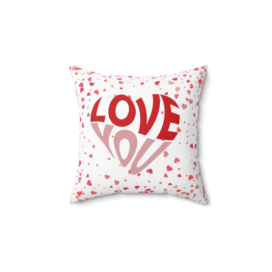 Oreiller d'amour romantique | Coussin carré en polyester filé