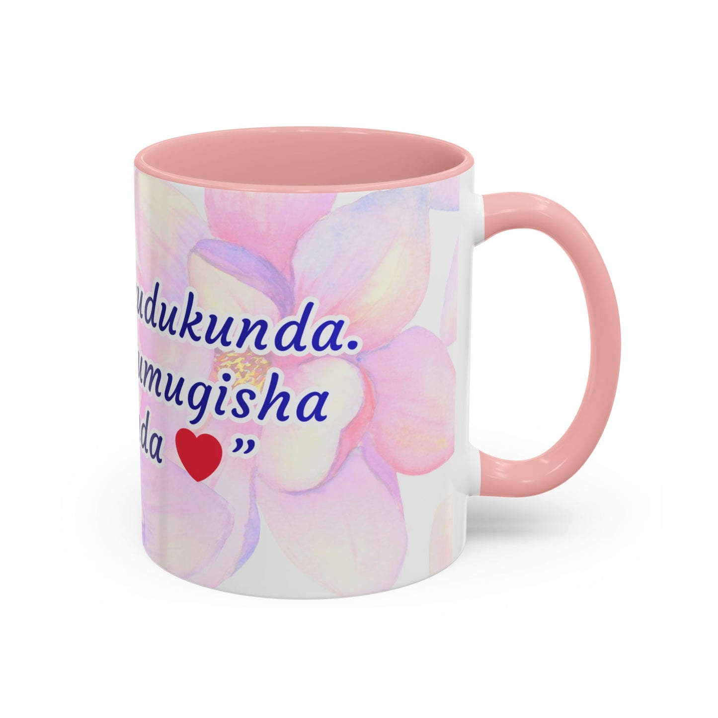 Accent Coffee Mug — Inspirational Kinyarwanda Love Quote on Floral Background (11/15 oz)