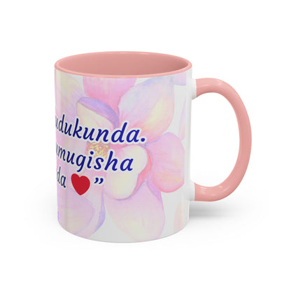 Accent Coffee Mug — Inspirational Kinyarwanda Love Quote on Floral Background (11/15 oz)
