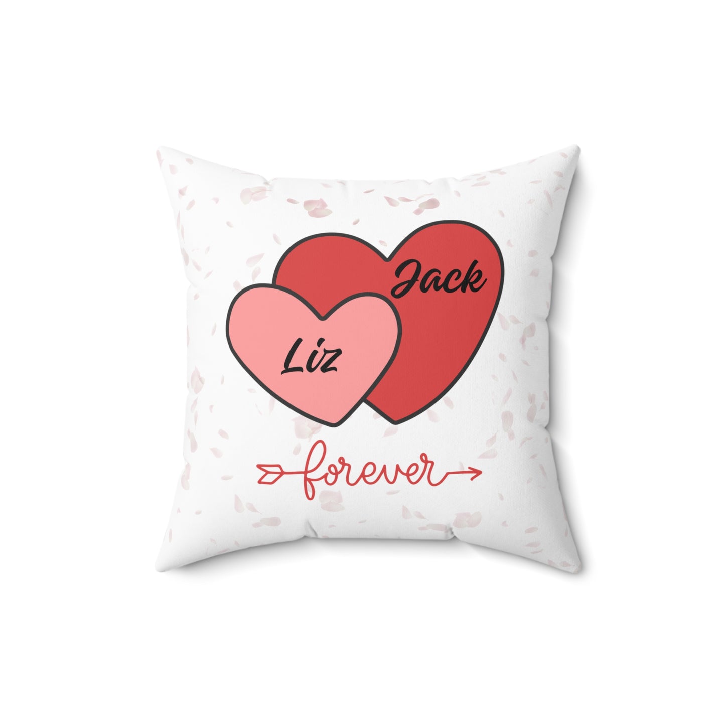 Oreiller de couple personnalisé | Coussin carré en polyester filé