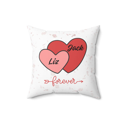 Oreiller de couple personnalisé | Coussin carré en polyester filé