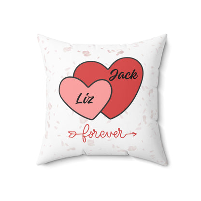 Oreiller de couple personnalisé | Coussin carré en polyester filé