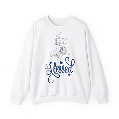 Silhouette de femme - Bienheureuse | Sweat-shirt unisexe à col rond en mélange lourd