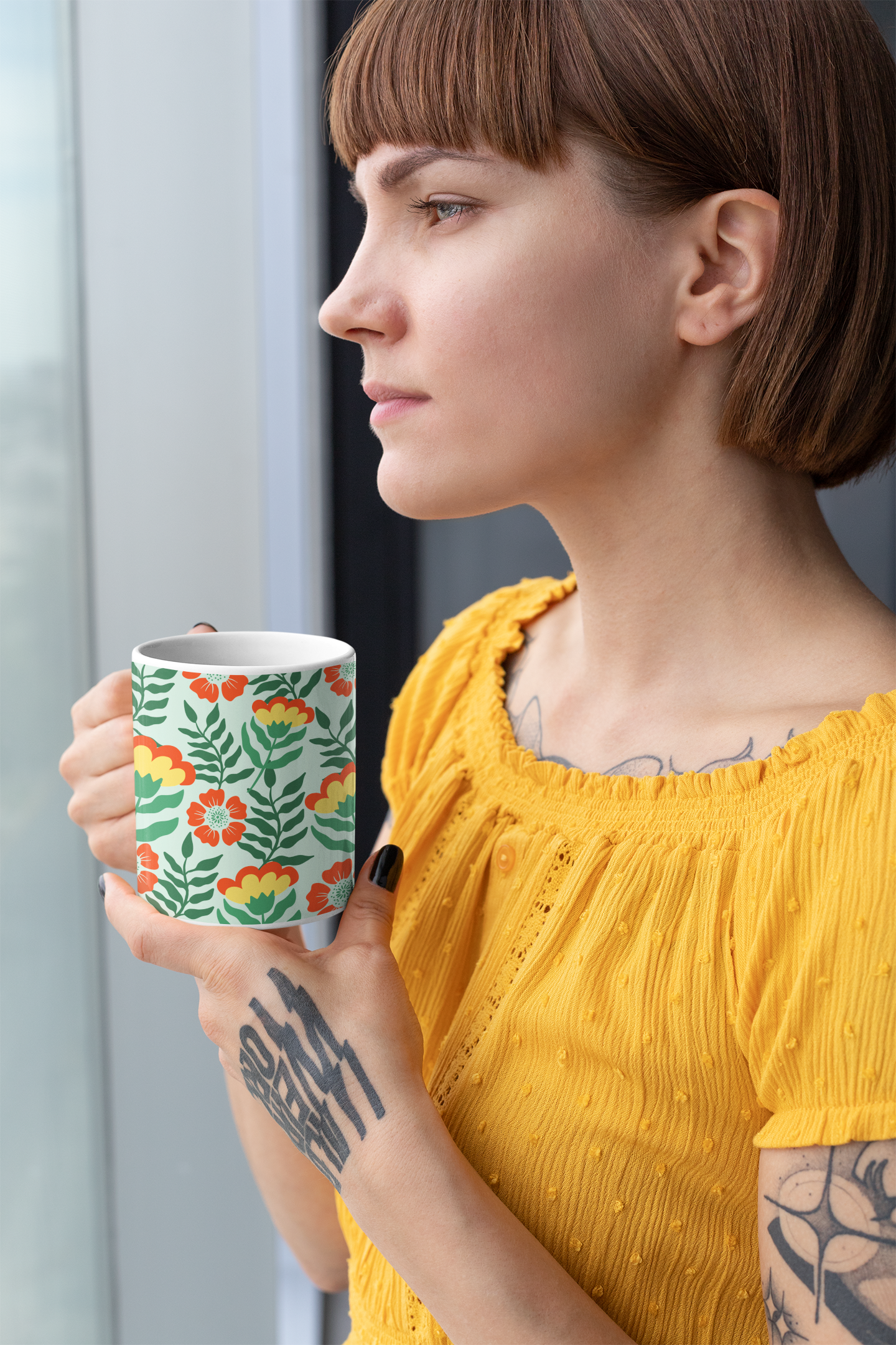 Motif aux couleurs vives | Tasse à café en céramique